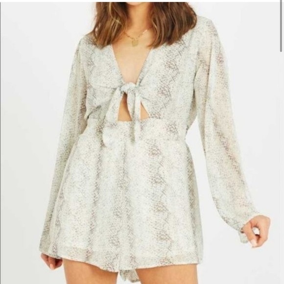 2/$25 Altar’d State - Snakeskin Front Tie Romper - Picture 1 of 8